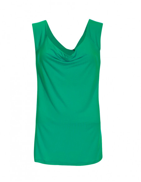 Original flowing viscose top with green cowl neck