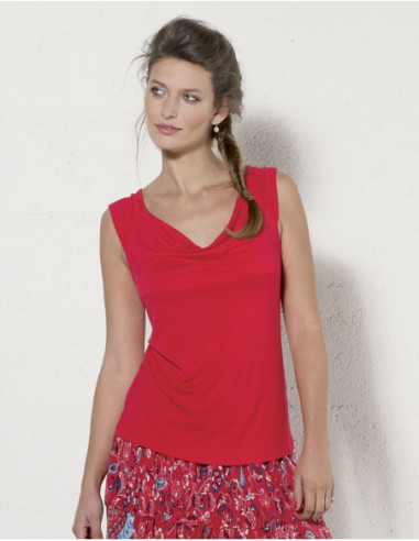Top original fluide col bénitier rouge