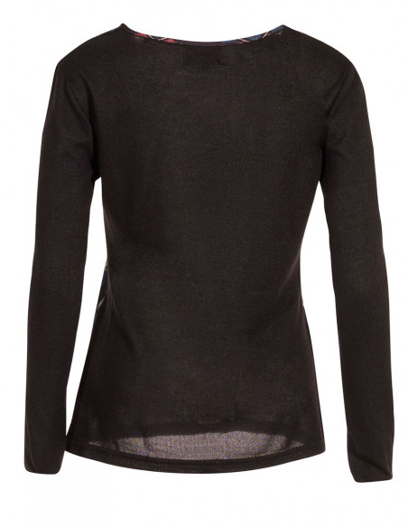 T-shirt ethnique manche longues tendance aztèque noir dos