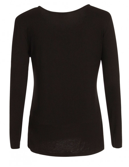 T-shirt col rond manche longue motifs aztèques noir dos