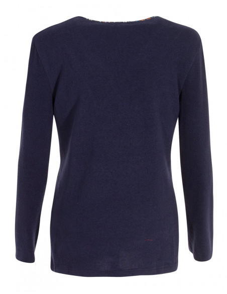Pull manche longue col V motifs amérindiens dos