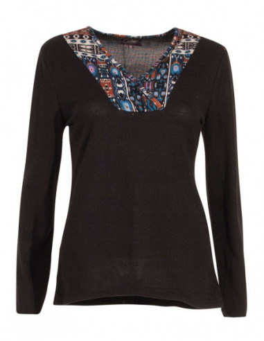 Pull manche longue col V motifs amérindiens