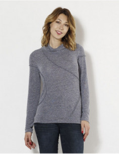 T-shirt col roulé maille fine manche longue