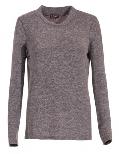 Pull basique manches longues en maille gris