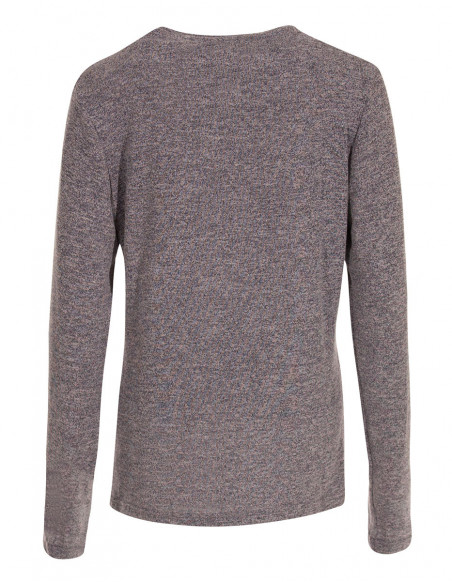 Pull basique manches longues en maille gris dos