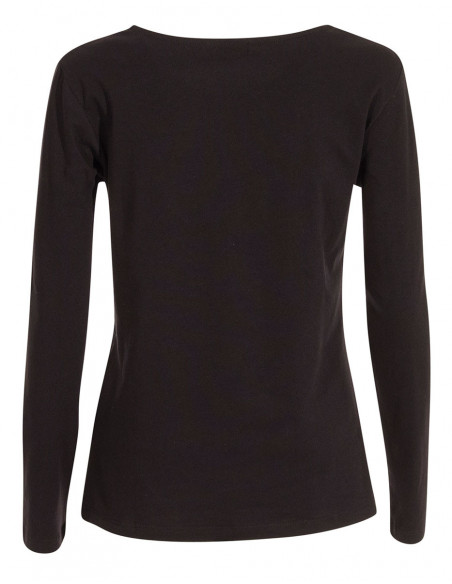 T-shirt ethnique noir manches longues noir dos