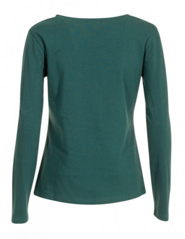 T-shirt classique manches longues imprimé rosaces émeraude dos