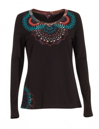 T-shirt imprimé mandala coloré manches longues