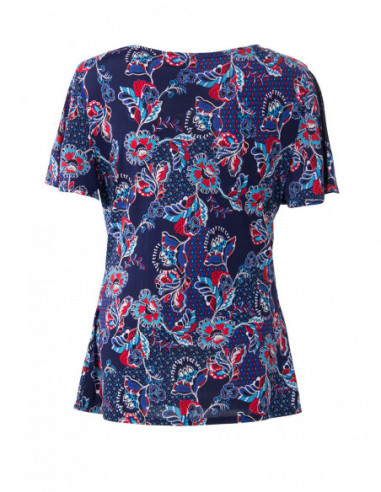 Tee-shirt fleuri col V imprimé ethnique