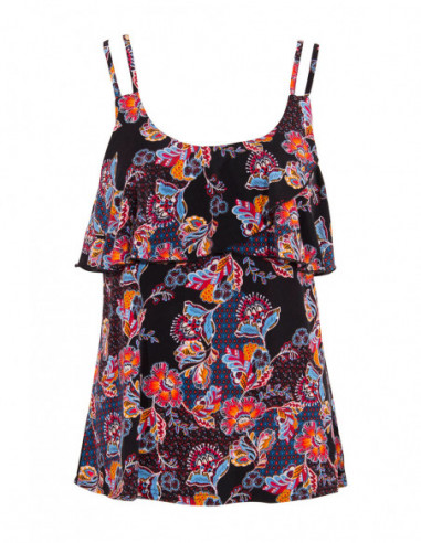 Fluid tank top for summer with double straps and ruffle effect on the chest original pattern