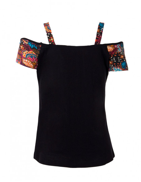 Colorful T-shirtwith bare shoulders