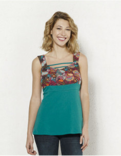 Original baba cool printed tank top for women with lace on the chest