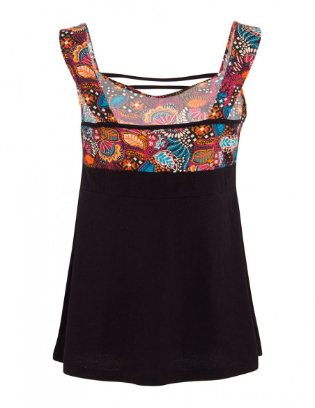 Original baba cool printed tank top for women with lace on the chest in black