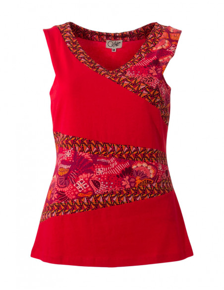 Original red tank top for women with wide straps