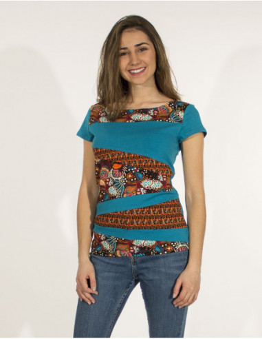 T-shirt coloré original avec patch manches courtes