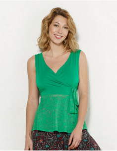 Bohemian style chic woman top with transparent fabric