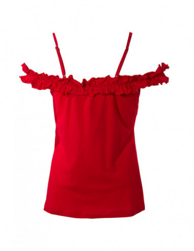 Original tank top with frills on the shoulders in plain cotton