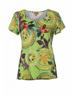 Tee-shirt anis coupe basique coloré imprimé tropical 2