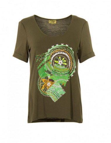 Colorful T-shirt and patchwork of fabric