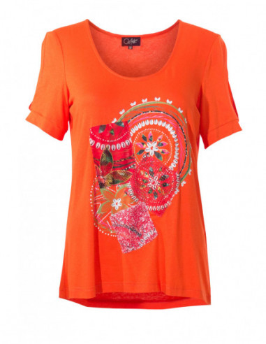 Tee-shirt ample orange pour femme