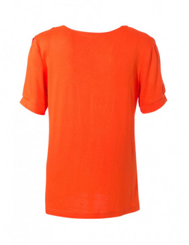 Tee-shirt col rond flashy imprimé rosace orange