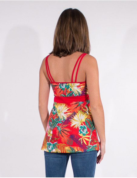 Original red tee shirt for women with double straps