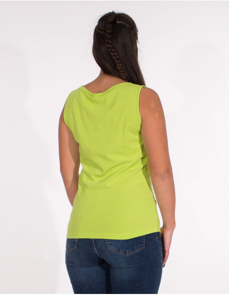 Basic summer tank top for women in plain cotton anise green