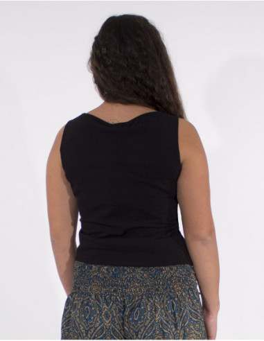 Basic summer tank top for women in plain cotton black