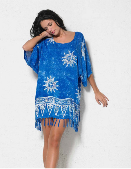 Rayon tunic with fringes