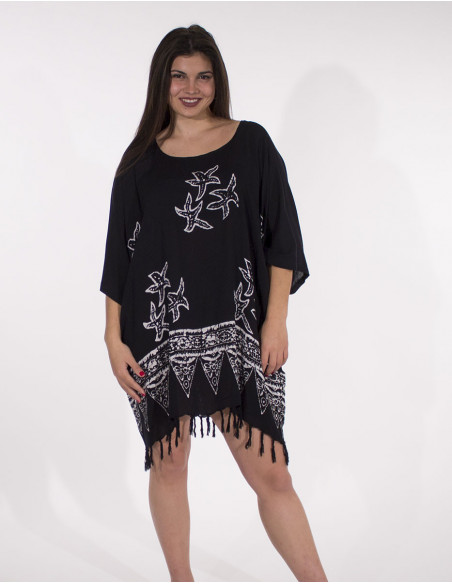Rayon tunic with fringes