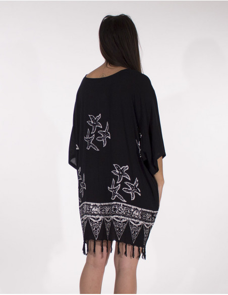 Rayon tunic with fringes