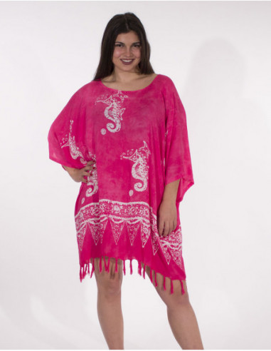 Rayon tunic with fringes