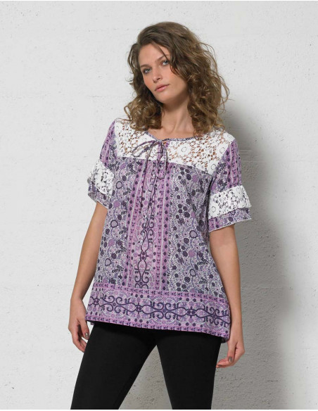 Wide tunic with floral print