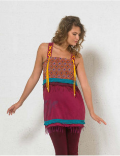 tunique fushia ethnique lacée dans le dos