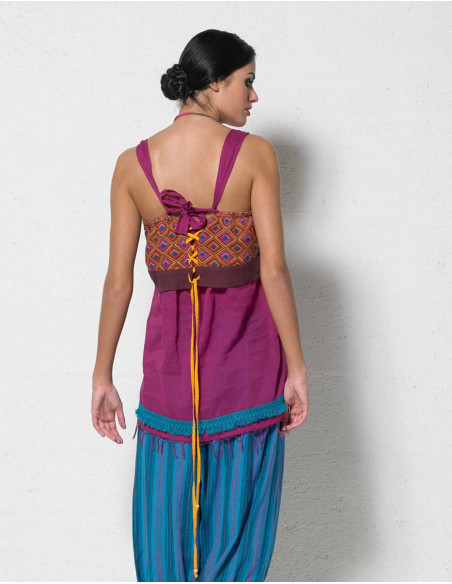 tunique colorée et évasée aux motifs ethniques