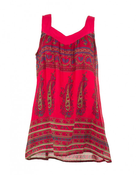 tunique indienne manches courtes rouge