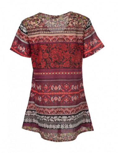 Tunique fluide originale à motif ethnique rouge