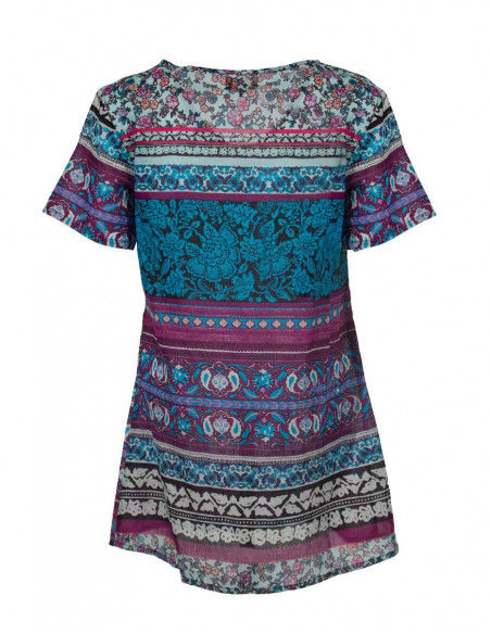 Tunique fluide originale à motif ethnique bleu