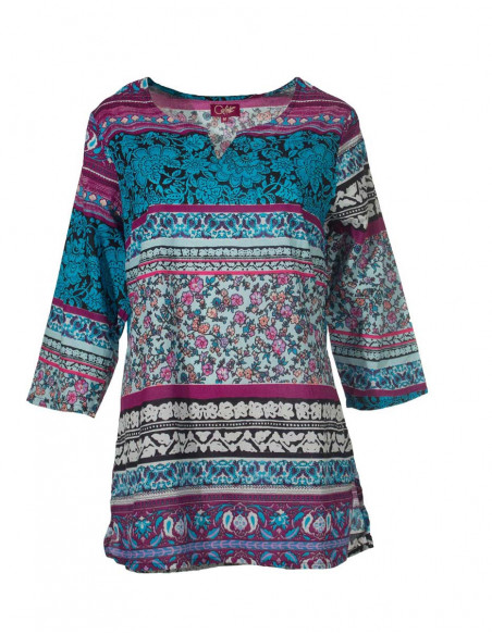 Short Sleeve Tunic with Indi print