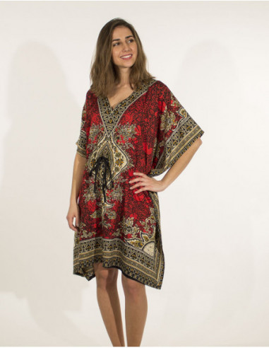 Original baba cool short dress with red baroque print