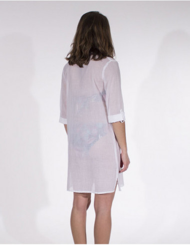 Chemise transparente pour la plage unie fluide blanche