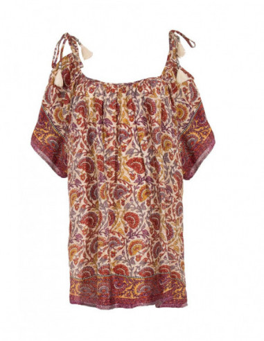 Tunic with bare shoulders and straps