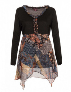 tunique bohème asymétrique noire et imprimée 2