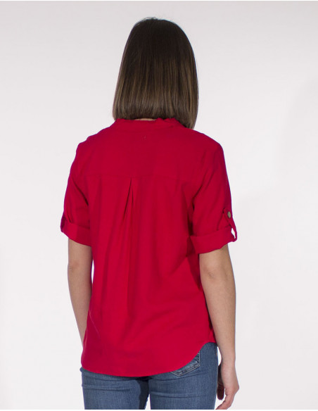 Blouse chic avec plis sur la poitrine basique rouge