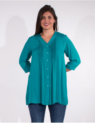 Chemise longue élégante turquoise pour femme