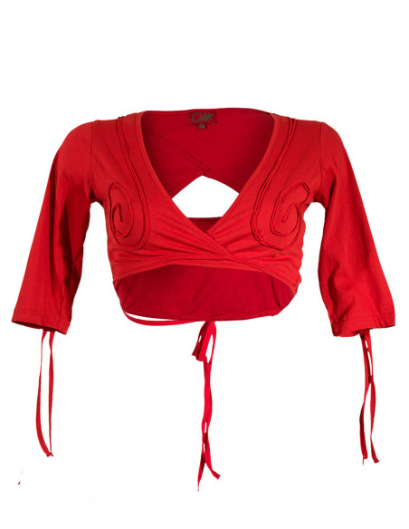 Knitted cotton plain bolero with short s
