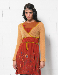 gilet boléro moutarde manches longues