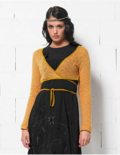gilet boléro moutarde manches longues 2