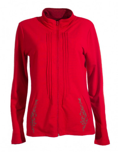 veste rouge avec motif tribal avec zip manches longues