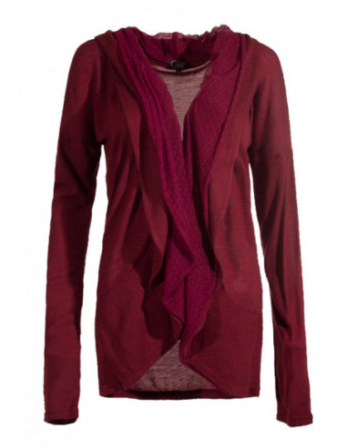 gilet tendance manches longues bordeaux